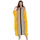 Zakiyyah 7757 African Style Cozy Spring Trendy Cotton Fabric Loose Abaya With Bat Sleeve Colorful Printing Design