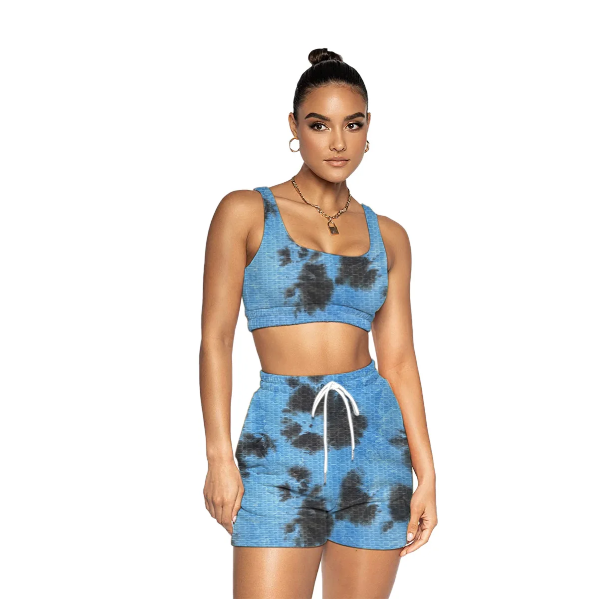 2021 Women New Casual 3D Printed Tie Dyed Sleeveless Drawstring Crop Top Yoga Two-piece Sets for Female Wholesale OEM ODM
2021 Women New Casual 3D Printed Tie Dyed Sleeveless Drawstring Crop Top Yoga Two-piece Sets for Female Wholesale OEM ODM