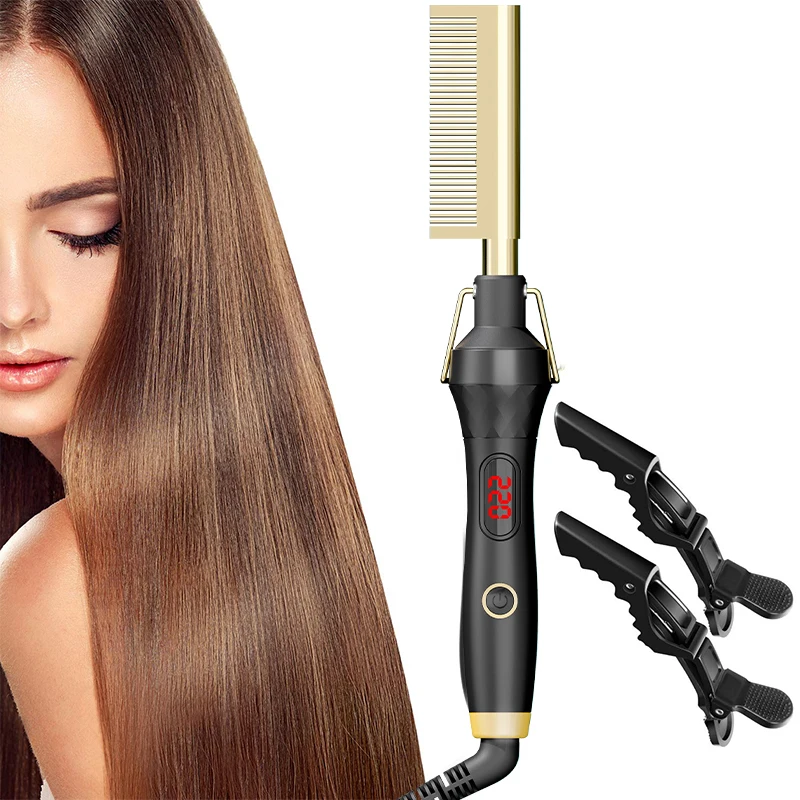 OEM High Quality Ceramic Hot Comb Hair Brush Electric Hot press Comb Factory Supply hair straightener with LCD 500F
OEM High Quality Ceramic Hot Comb Hair Brush Electric Hot press Comb Factory Supply hair straightener with LCD 500F