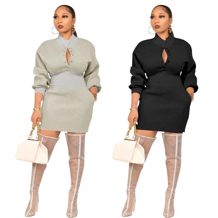 Y657-womens autumn clothing 2021 half collar solid color sweater causal butt lift mini dress 
Y657-womens autumn clothing 2021 half collar solid color sweater causal butt lift mini dress