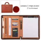 Logo A4 Pu Leather Portfolio Calculator Zipper File Folder