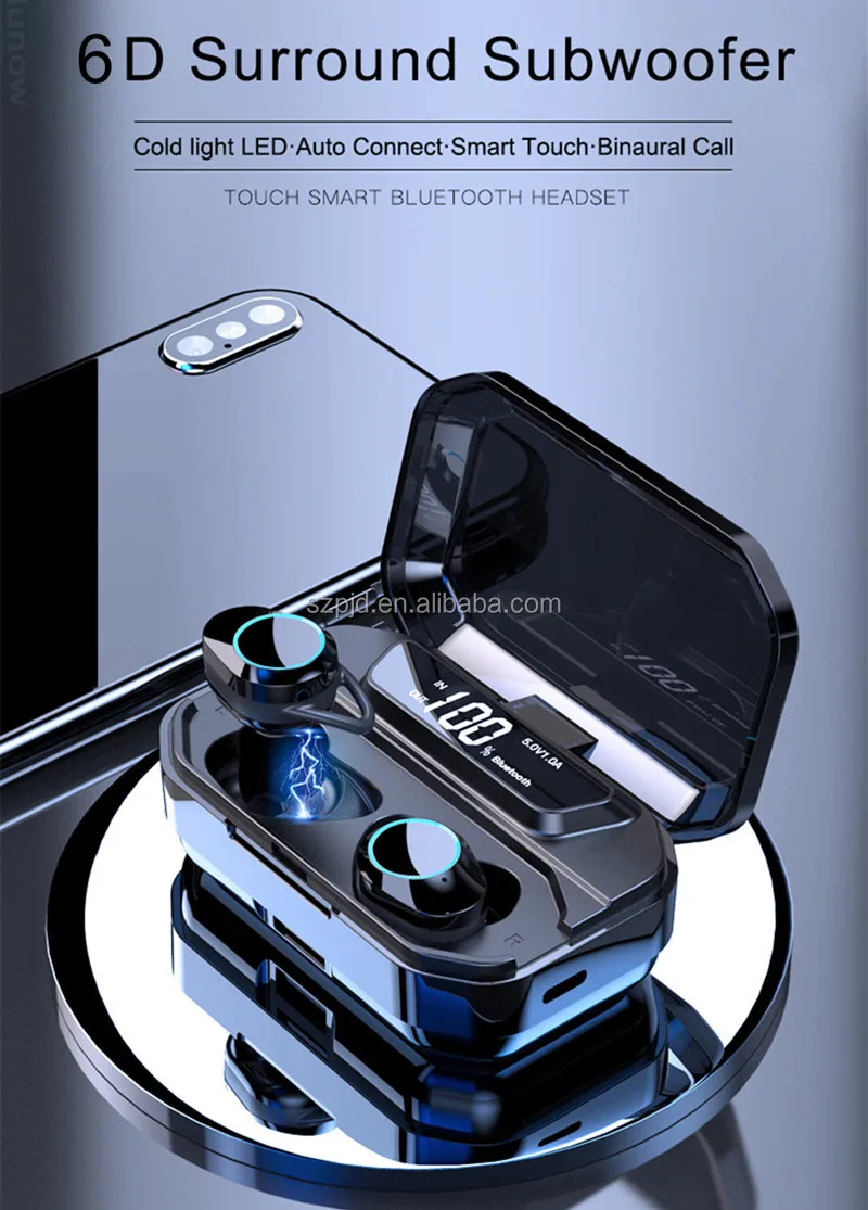 G20 Tws Blue tooth wireless headphones Ipx6 waterproof headphones with LCD screen 3300mAh Smart Power Bank - ANKUX.COM