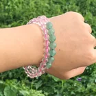 Natural Rose Quartz stone Bead Bracelet Set