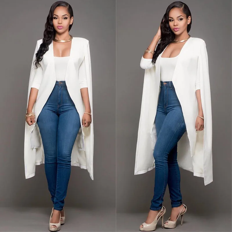 European Women New Autumn Spring Summer Fashion Suit Long Cape Trench Coat, Black/white
European Women New Autumn Spring Summer Fashion Suit Long Cape Trench Coat, Black/white