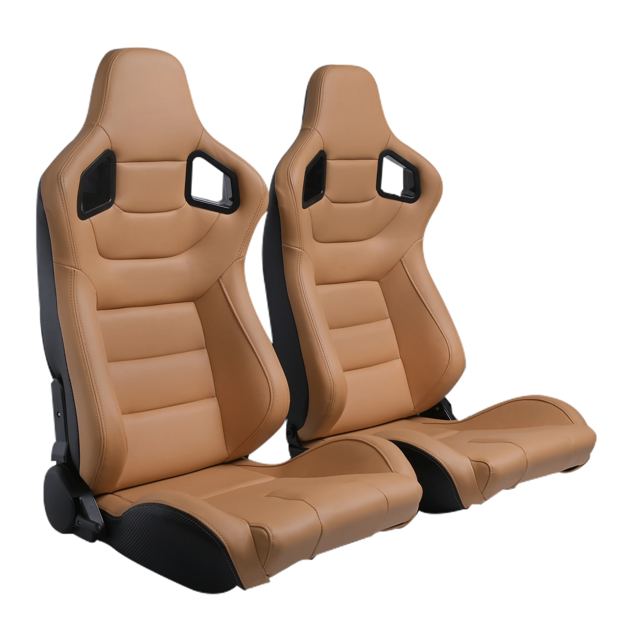 JBR1041 PVC leather carbon look sport tan Color bucket racing seats