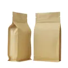 Custom Flat Bottom Coffee Tea Pouch With Zipper Kraft Paper Plastic Ziplock Bags