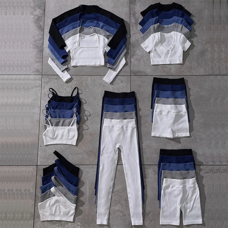 High Quality Women 7-piece Set Seamless Yoga Wear Fitness Wear Workout Clothing Gym Set Bike Shorts Wholesale
High Quality Women 7-piece Set Seamless Yoga Wear Fitness Wear Workout Clothing Gym Set Bike Shorts Wholesale