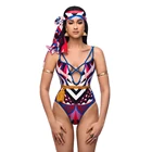 Wholesale Bathing Suit OEM Service Tropical Printed High Waisted One Piece Swimwear With Dropshipping