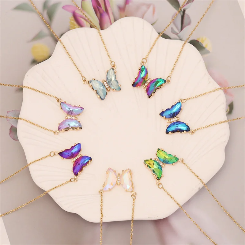 Wholesale Fashion Jewelry Dainty Gradient Colorful Crystal Diamond Butterfly Pendant Stainless Steel Necklace
Wholesale Fashion Jewelry Dainty Gradient Colorful Crystal Diamond Butterfly Pendant Stainless Steel Necklace