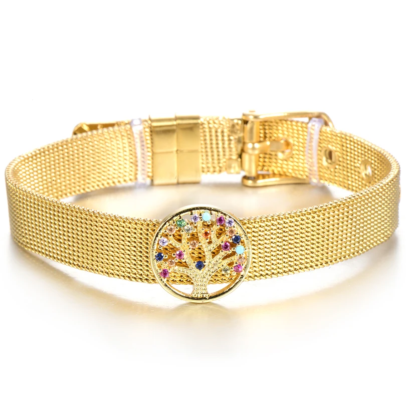 Adjustable Buckle Mesh Stainless Steel Charm Bracelets for Women Multi Cubic Zirconia Hollow Life Tree Bracelet
Adjustable Buckle Mesh Stainless Steel Charm Bracelets for Women Multi Cubic Zirconia Hollow Life Tree Bracelet