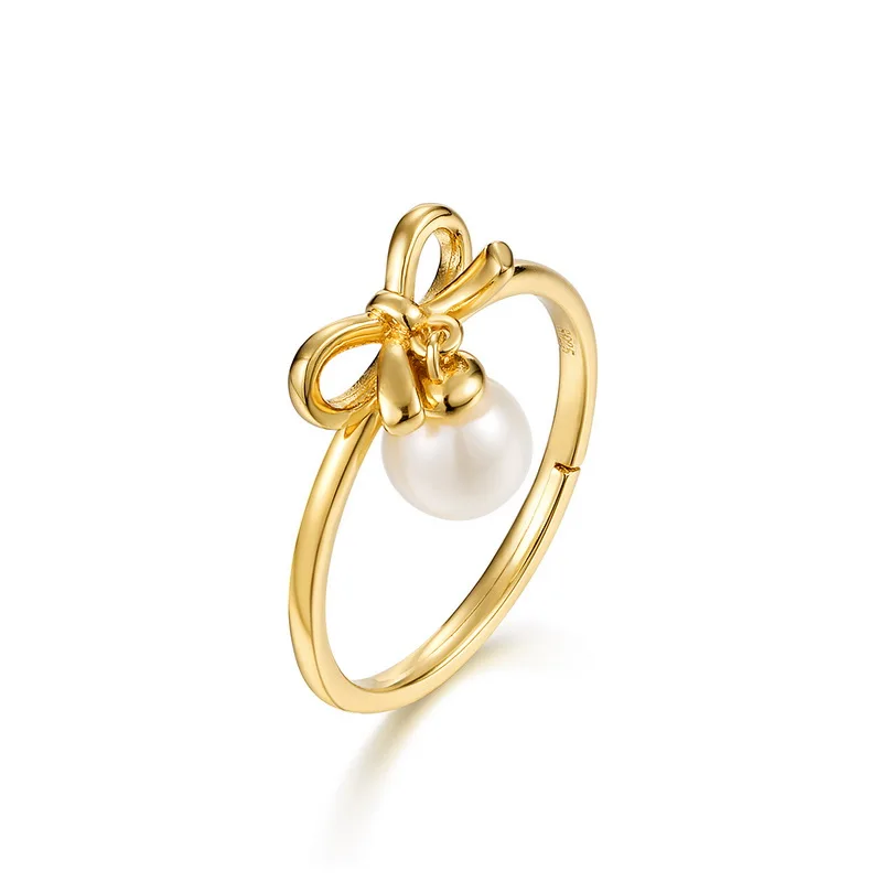 Simple Natural Freshwater Pearl Ring Cute Bow-knot 925 Sterling Silver Adjustable Ring
Simple Natural Freshwater Pearl Ring Cute Bow-knot 925 Sterling Silver Adjustable Ring