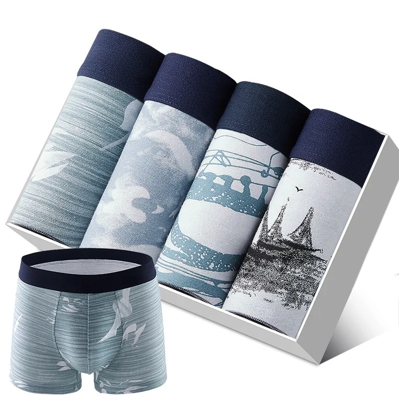 Anti-Bacterial 4 Pair Box Men's Boxers Printed Sexy Shorts Breathable Underpants Underwear Men Cotton, Picture 
Anti-Bacterial 4 Pair Box Men's Boxers Printed Sexy Shorts Breathable Underpants Underwear Men Cotton, Picture