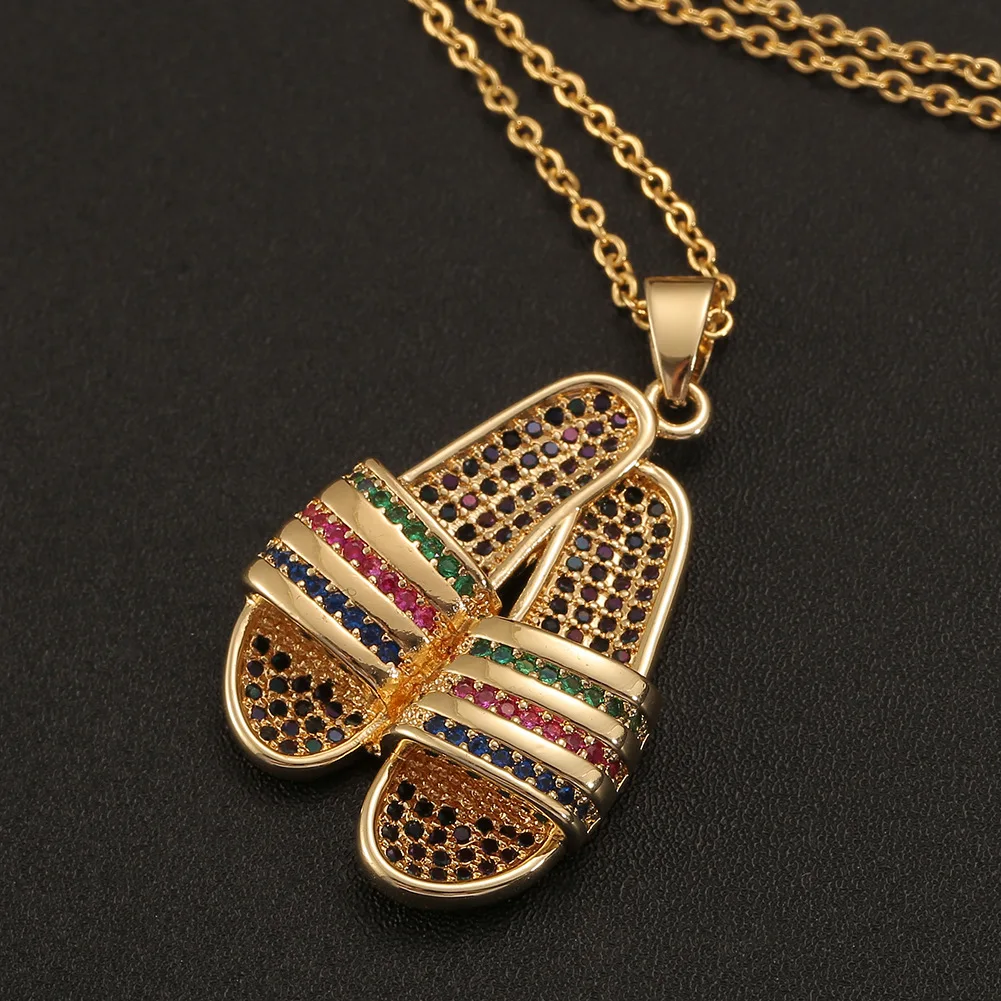 Ins Copper 18K Gold Colorful Zirconia Slipper Pendant Necklaces For Men, Gold/silver color
Ins Copper 18K Gold Colorful Zirconia Slipper Pendant Necklaces For Men, Gold/silver color