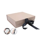 Custom Foldable Cardboard Magenetic Gift Box With Ribbon