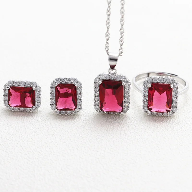 Sterling Silver 925 Wedding Stud Earrings Ring Necklace Inlaid Tourmaline Gem Jewelry Nigerian Wedding Jewelry Set Flowers
Sterling Silver 925 Wedding Stud Earrings Ring Necklace Inlaid Tourmaline Gem Jewelry Nigerian Wedding Jewelry Set Flowers