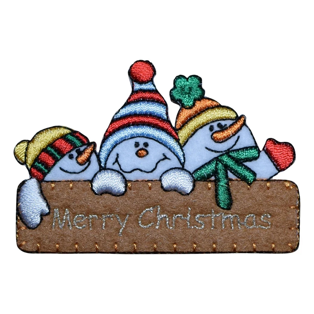 christmas reindeer with santa hat iron-on embroidered patch