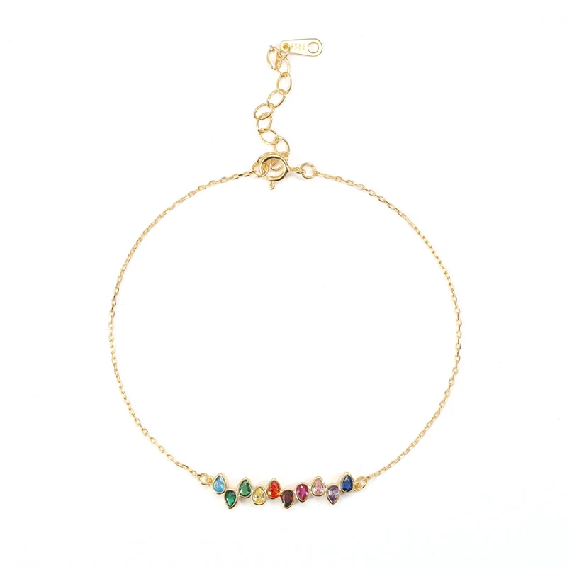 2023 Fashion Rainbow Zirconia Bracelets 925 Silver Gold Plating Waterdrop charm Adjustable Bracelets
2023 Fashion Rainbow Zirconia Bracelets 925 Silver Gold Plating Waterdrop charm Adjustable Bracelets