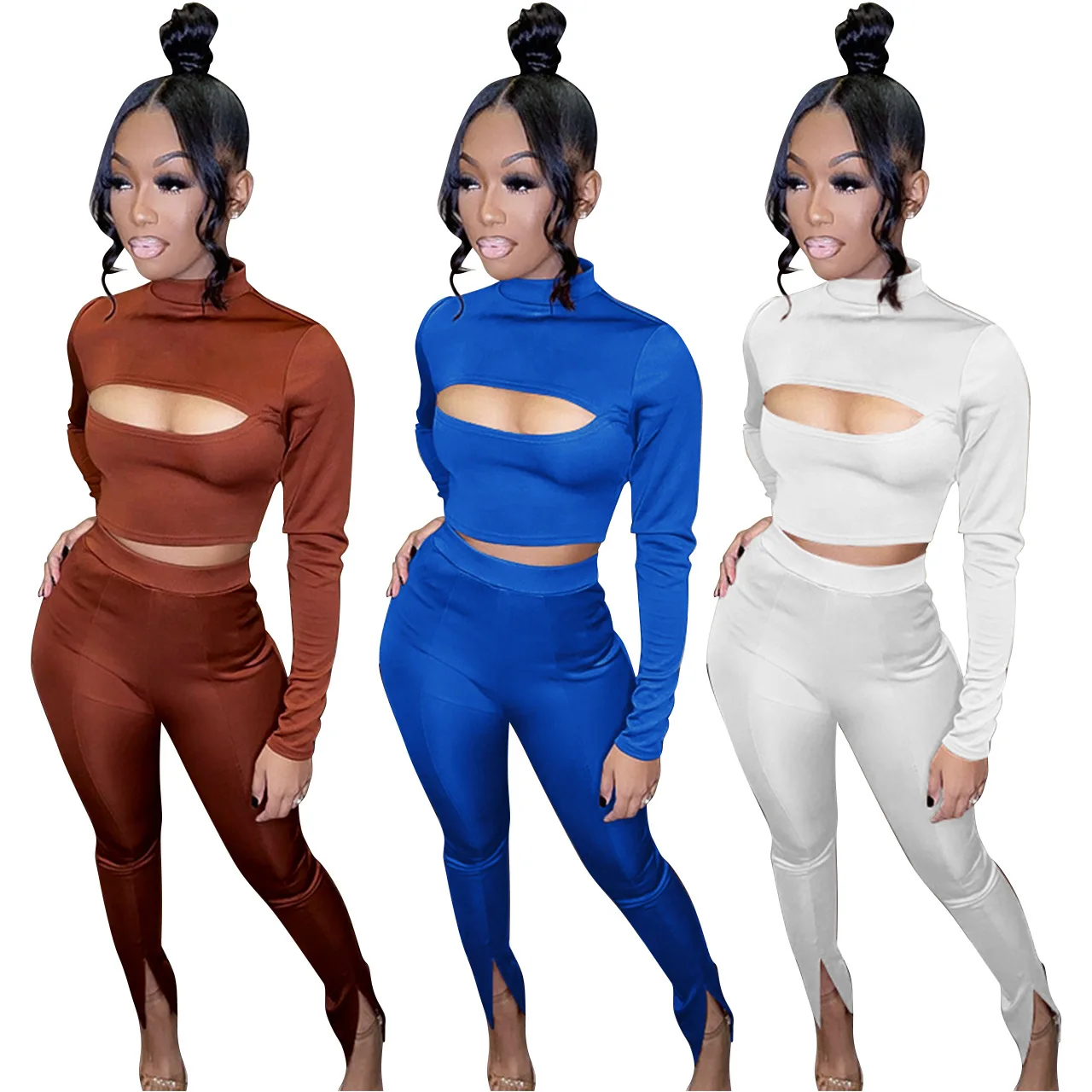 Autumn winter new style hot sale solid color long-sleeved stand-up collar women hollow sexy slit two-piece women's clothing
Autumn winter new style hot sale solid color long-sleeved stand-up collar women hollow sexy slit two-piece women's clothing
