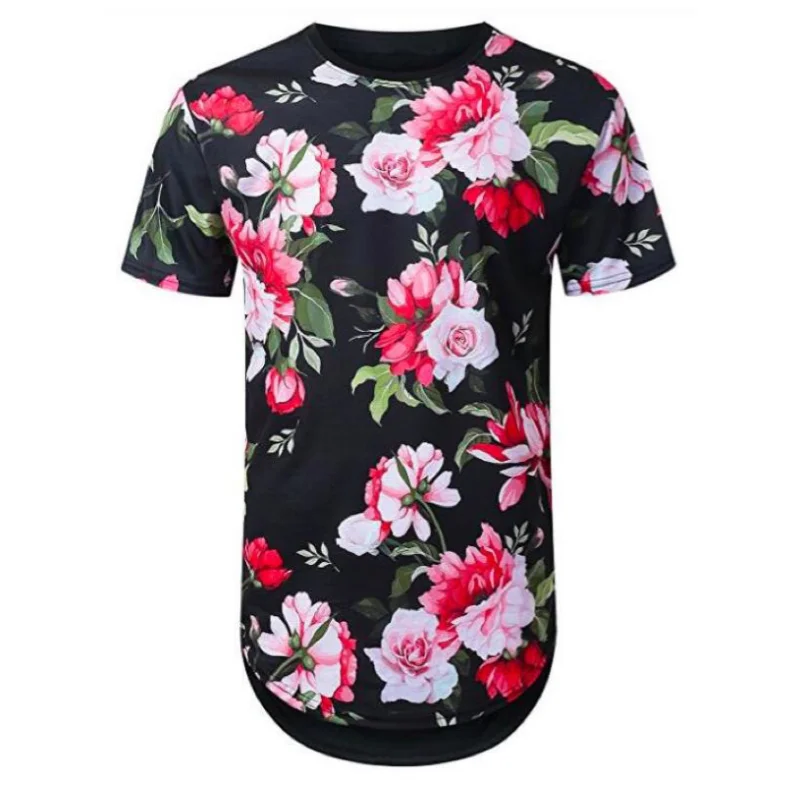 European Size Casual Men's Clothing Short Sleeve Floral Printing Longline T-shirt For Man
European Size Casual Men's Clothing Short Sleeve Floral Printing Longline T-shirt For Man