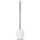 Household cleaning shiny silver long hanging handled high quality toilet cleaner brush plastic