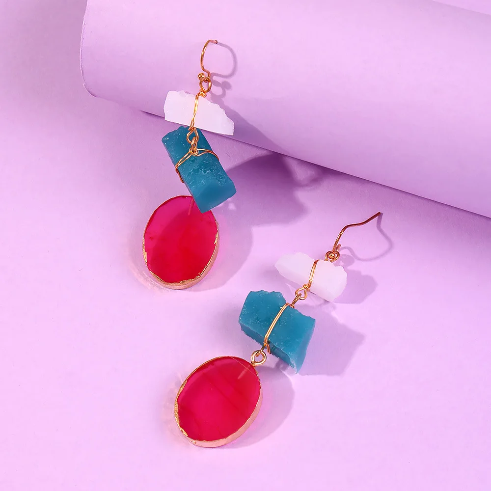 Big Stone Crystal Earring Geometric irregular Colorful Earrings Personality Resin Long Earrings For Women 2020
Big Stone Crystal Earring Geometric irregular Colorful Earrings Personality Resin Long Earrings For Women 2020