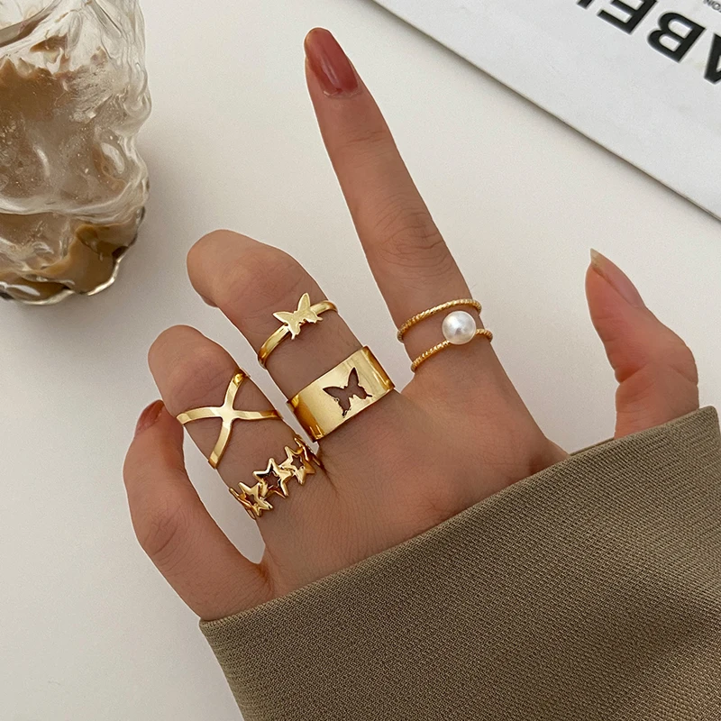17KM Vintage Pearl Cross Star Butterfly Rings Set Women Fashion Finger Rings For Party Jewelry Gift, Silver plated
17KM Vintage Pearl Cross Star Butterfly Rings Set Women Fashion Finger Rings For Party Jewelry Gift, Silver plated