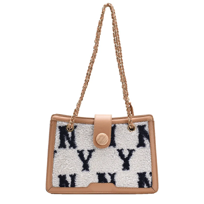 Jtfur Korean style new fashion woolen bag women letter single shoulder versatile handbag, Customized color
Jtfur Korean style new fashion woolen bag women letter single shoulder versatile handbag, Customized color