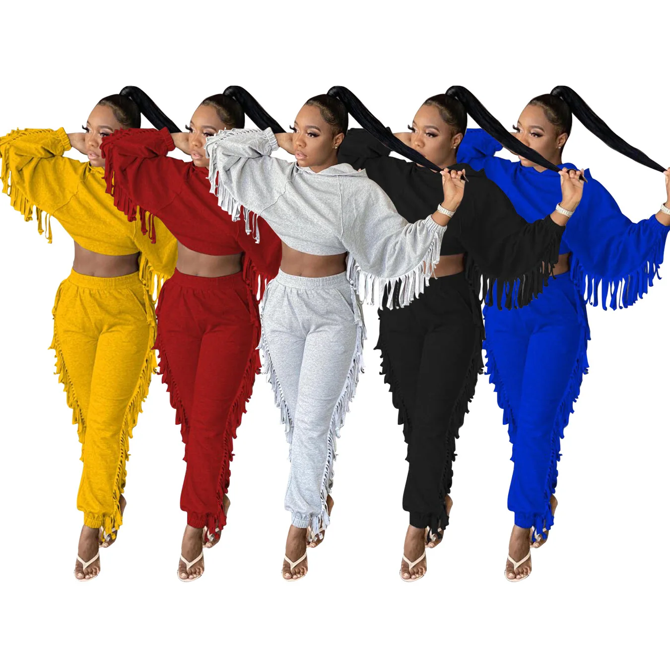 Casual Fall Winter Women Two Piece Outfits Set Stylish Loose Fringe Sweatpants And Hoodie Set, Picture color
Casual Fall Winter Women Two Piece Outfits Set Stylish Loose Fringe Sweatpants And Hoodie Set, Picture color