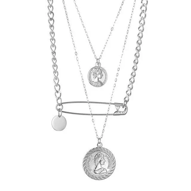 Wholesale pin necklace coin portrait multilayer necklace HK style long sweater pendant necklace jewelry
Wholesale pin necklace coin portrait multilayer necklace HK style long sweater pendant necklace jewelry