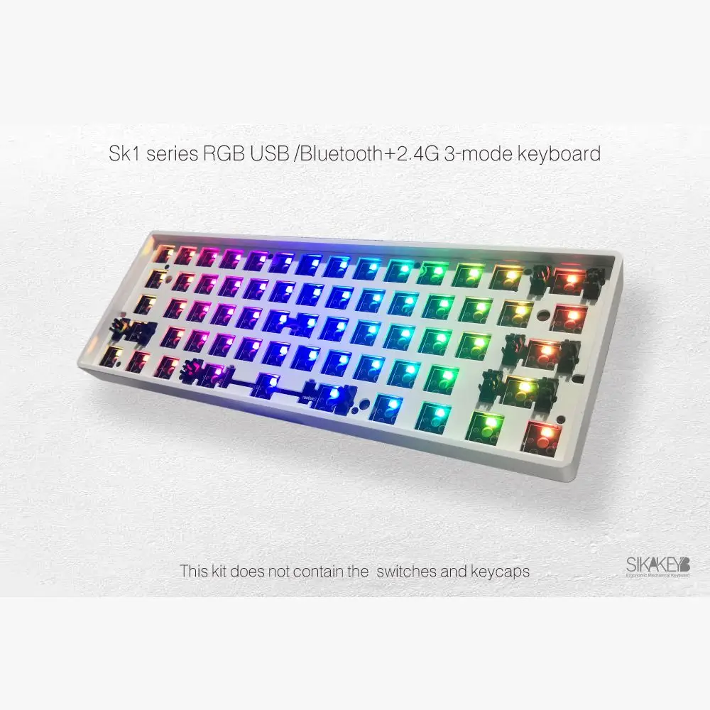 

SIKAKEYB BT5.0 2.4G RBG 3-mode CNC Case RGB Hot Swap 60% semi- finished DIY kit Mechanical Keyboard