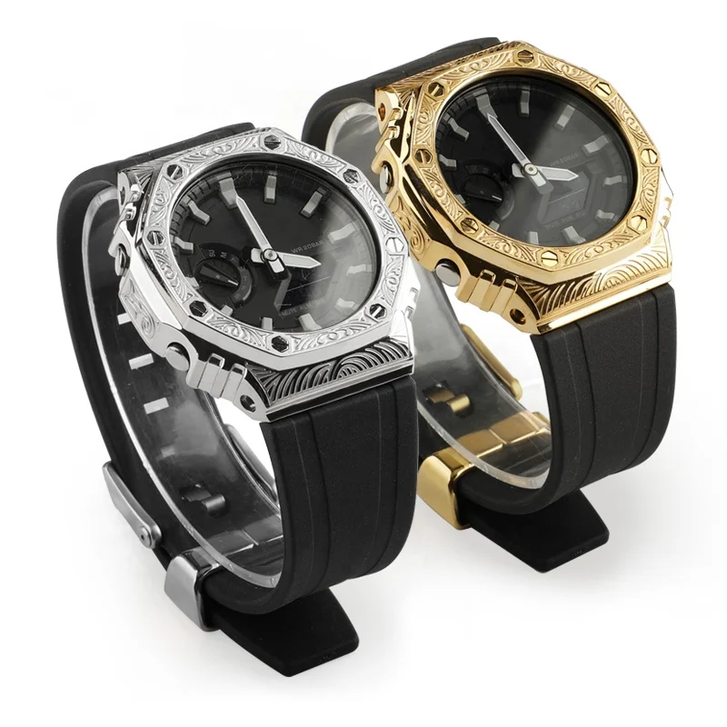 Newest design ready stock silicone strap and case G SHOCK GA2100 watch band and metal case replacement
Newest design ready stock silicone strap and case G SHOCK GA2100 watch band and metal case replacement