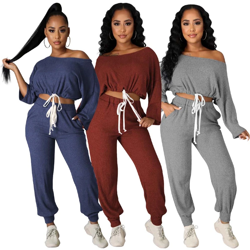 2021 fall autumn winter drop shipping outfit women solid color rosette casual pants bat sleeve loose top two piece set sweatsuit
2021 fall autumn winter drop shipping outfit women solid color rosette casual pants bat sleeve loose top two piece set sweatsuit