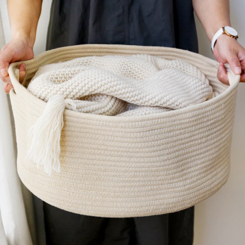Foldable Soft Cotton Rope Laundry Basket Books Storage Basket Multifunction Storage Bag, Customized
Foldable Soft Cotton Rope Laundry Basket Books Storage Basket Multifunction Storage Bag, Customized