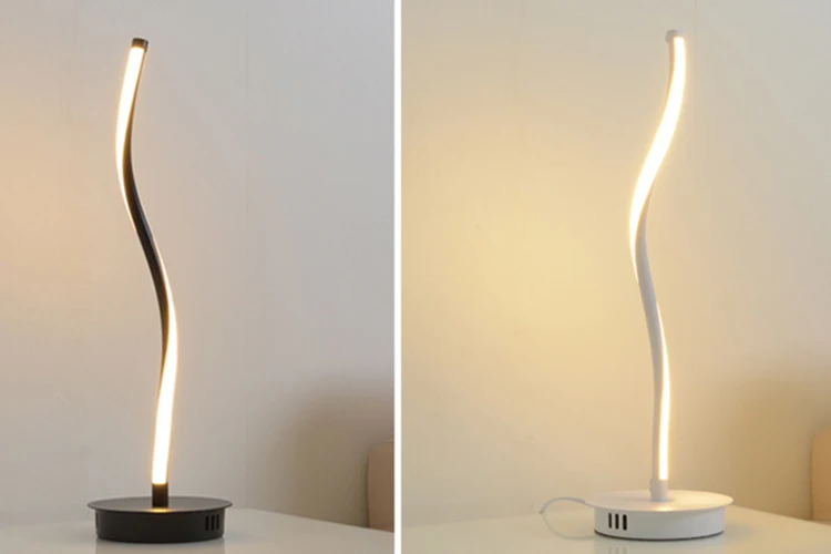 Simple modern spiral slim linear dimmable desk lamp for bedroom LED table light