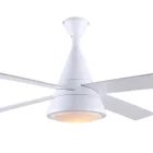 52 inch Modern Single Light White Ceiling Fan with 4 Plywood Blades, include wall control