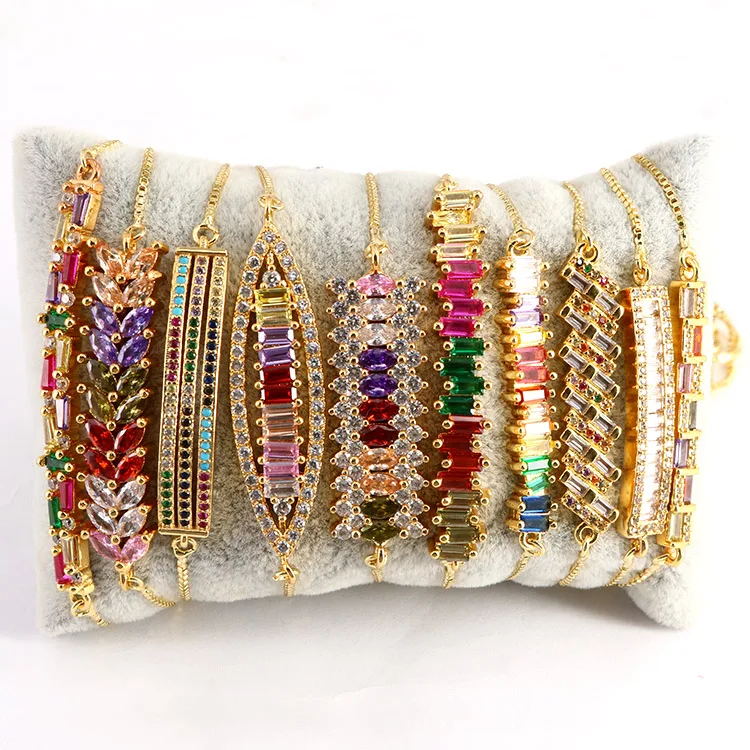 BC1273 Fashion Gold Plated Colorful Zircon Leaf crystal bracelet, CZ Tennis Rainbow Charms Bracelet For Jewelry
BC1273 Fashion Gold Plated Colorful Zircon Leaf crystal bracelet, CZ Tennis Rainbow Charms Bracelet For Jewelry