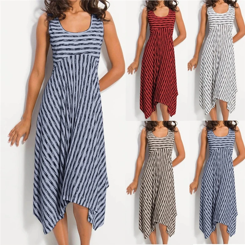 Long Dress Women High Waist Irregular Hem Stripe Sleeveless Dresses 2021 Summer Clothes Casual Loose Party Club Maxi Tank Dress
Long Dress Women High Waist Irregular Hem Stripe Sleeveless Dresses 2021 Summer Clothes Casual Loose Party Club Maxi Tank Dress
