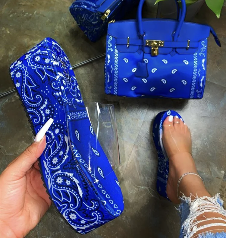 2021 Women Summer Clear Platform Slides Bandana Wedge Shoes Bandana Heels Slip On Slide Sandals Shoes Women Bag Set, Black/pink/red/blue
2021 Women Summer Clear Platform Slides Bandana Wedge Shoes Bandana Heels Slip On Slide Sandals Shoes Women Bag Set, Black/pink/red/blue