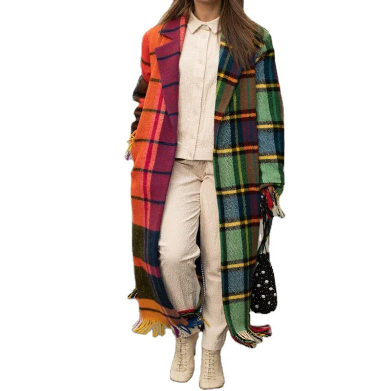 European and American autumn and winter women's coats print stitching women's jacket
European and American autumn and winter women's coats print stitching women's jacket