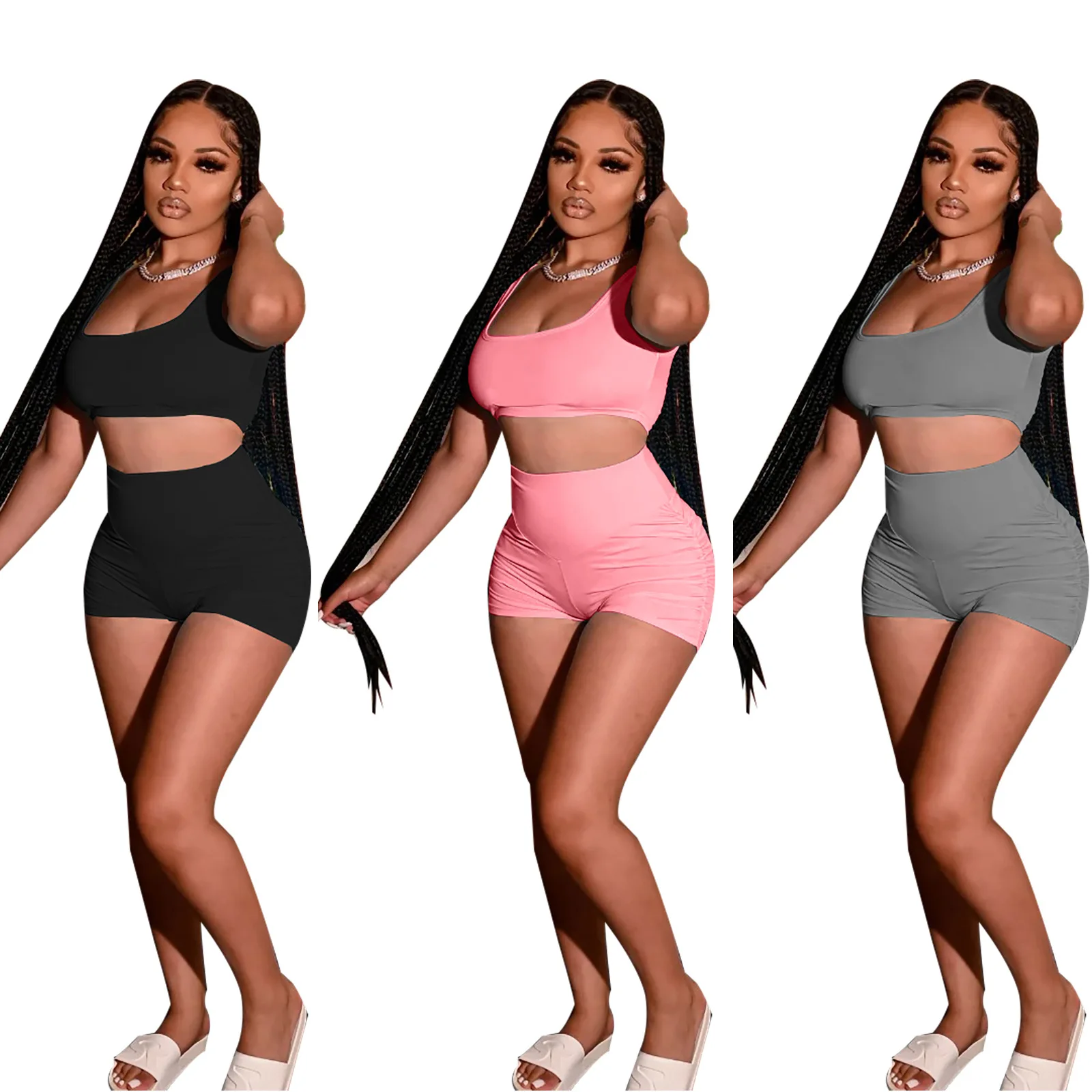2021 summer Bodycon Short Sleeve Crop Top Set Sexy Fashion Summer Clothing Stacked Hot Short Pants Two Piece Sets Woman, Picture color
2021 summer Bodycon Short Sleeve Crop Top Set Sexy Fashion Summer Clothing Stacked Hot Short Pants Two Piece Sets Woman, Picture color