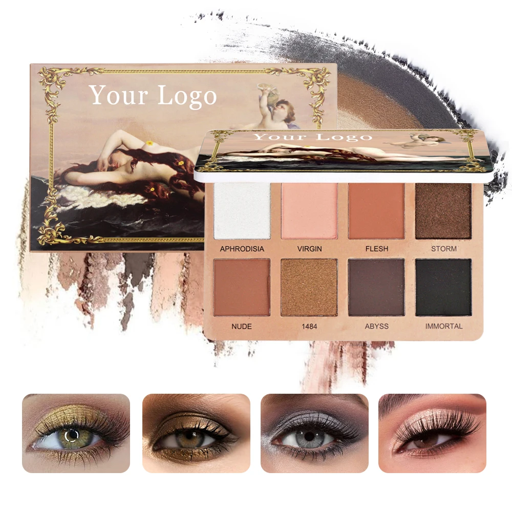 

Eyeshadow Palette Makeup, Shimmer Warm Neutral Smoky Cosmetic Pigmented 8 Colors Eye Shadow Nude Palettes