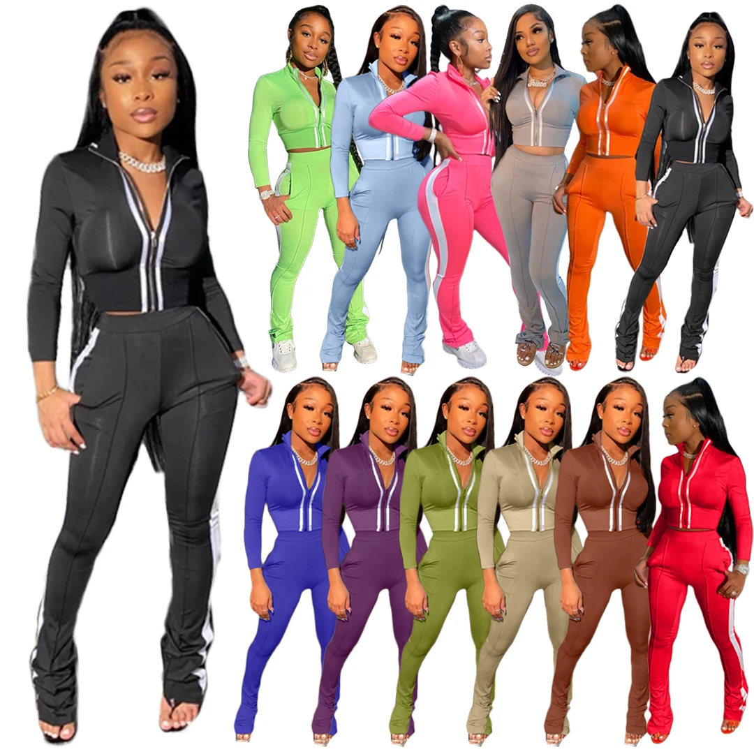 wholesale ladies sweatshirt set tracksuit lounge wear two piece suit solid colors long sleeve for sweatsuit for women 
wholesale ladies sweatshirt set tracksuit lounge wear two piece suit solid colors long sleeve for sweatsuit for women
