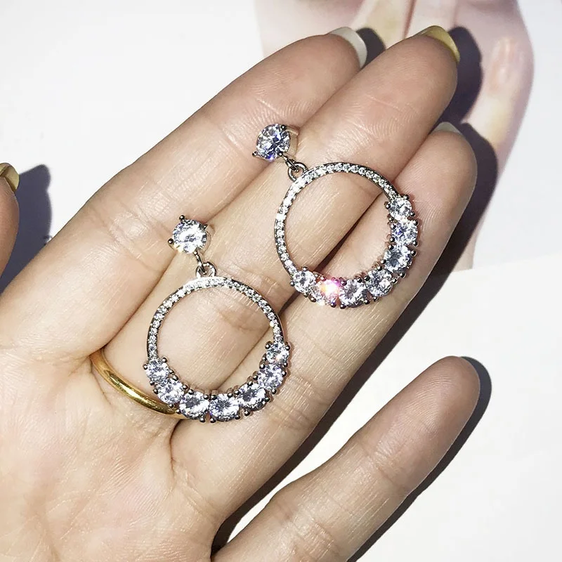 Fashion Female Crystal Round Drop Earrings With Zircon Boho Wedding Jewelry Long Dangle Earrings
Fashion Female Crystal Round Drop Earrings With Zircon Boho Wedding Jewelry Long Dangle Earrings