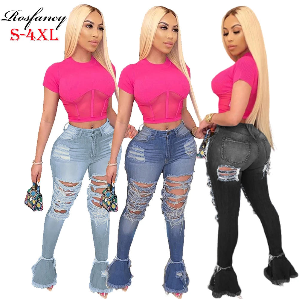 2021 Hot Selling Wholesale Ladies Female Sexy High Waist Bell Bottom Plus Size Denim Ripped Pant Women Jeans
2021 Hot Selling Wholesale Ladies Female Sexy High Waist Bell Bottom Plus Size Denim Ripped Pant Women Jeans