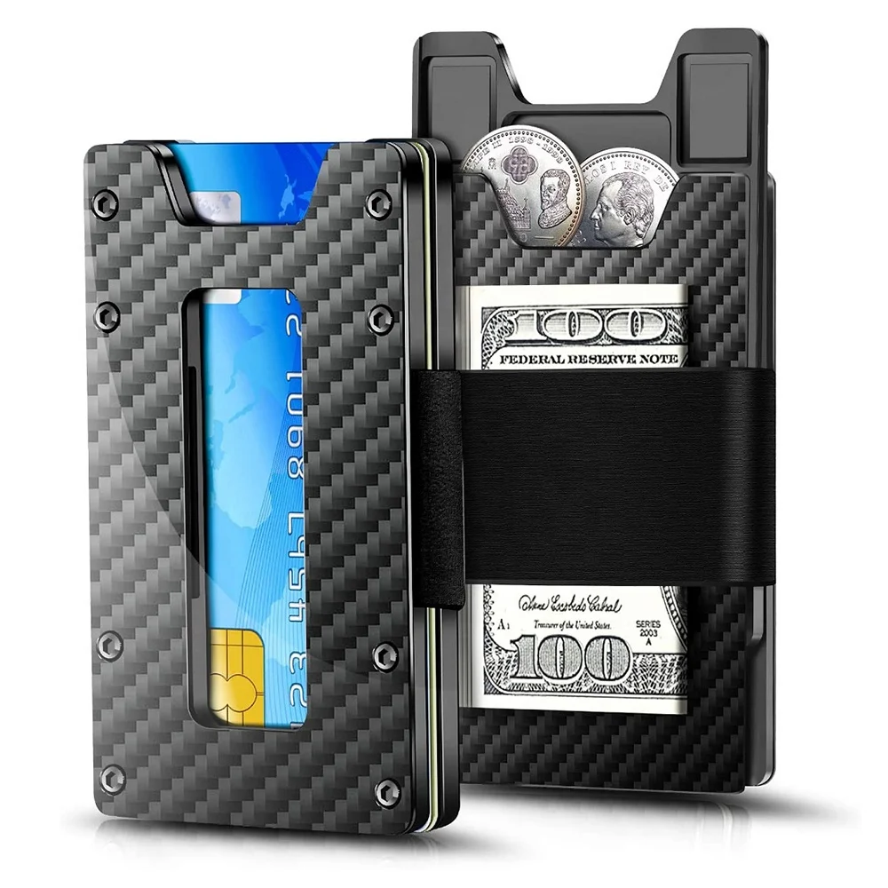 Minimalist Carbon Fiber Wallet Credit Card Holder for Men & Women Front Pocket Coins Wallet RFID Blocking wallet, Black
Minimalist Carbon Fiber Wallet Credit Card Holder for Men & Women Front Pocket Coins Wallet RFID Blocking wallet, Black