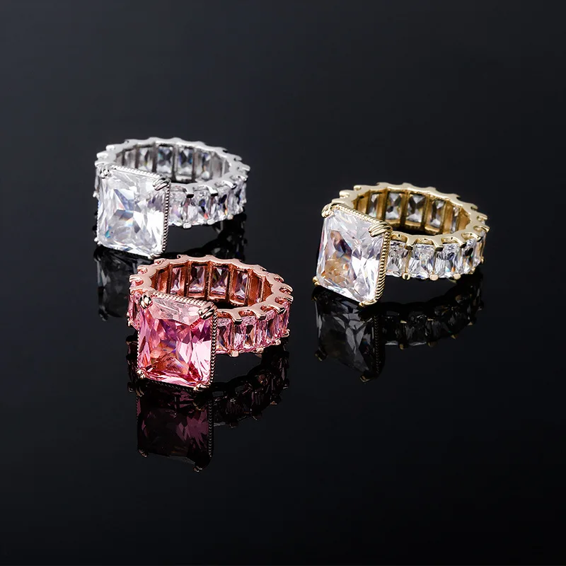 Hip Hop Women's Jewelry Square Diamond Ring Real platinum 18K Gold Plated Brass Prong Setting Full Zircon Finger Ring
Hip Hop Women's Jewelry Square Diamond Ring Real platinum 18K Gold Plated Brass Prong Setting Full Zircon Finger Ring