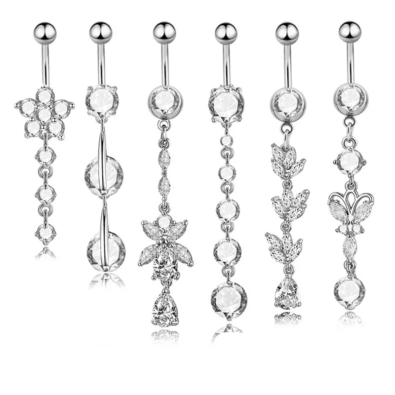 FDshine Explosive style belly button ring 6 earrings/set of piercing ladies jewelry transparent zircon inlaid, Same as the picture
FDshine Explosive style belly button ring 6 earrings/set of piercing ladies jewelry transparent zircon inlaid, Same as the picture