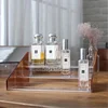 3 layer step clear acrylic display organizer perspex perfume display stand cosmetic holder with rose gold mirrored sides