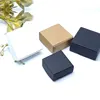 High Qualtity Black Cardboard Kraft Paper Box Small Paper Carton Black Packaging Box Craft Gift Handmade Soap Packaging Box