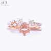 I01 Supplier new product 2019 fashion gold jewelry women semi mount setting 2 pieces set diamond rose gold engagement ring